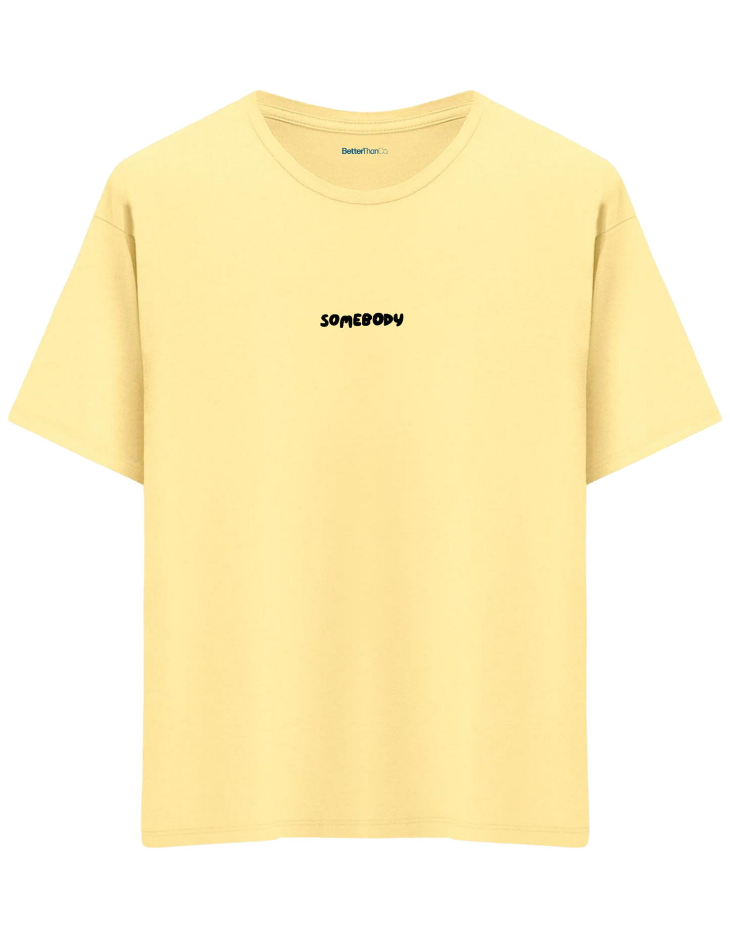 Somebody Baskılı Bisiklet Yaka Oversize T-shirt