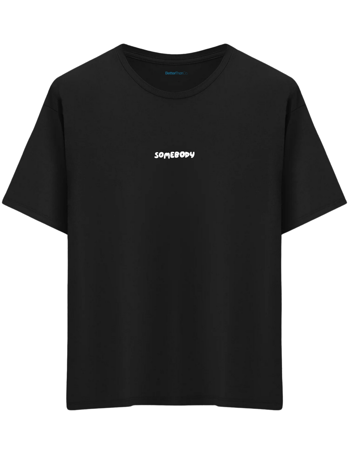 Somebody Baskılı Bisiklet Yaka Oversize T-shirt