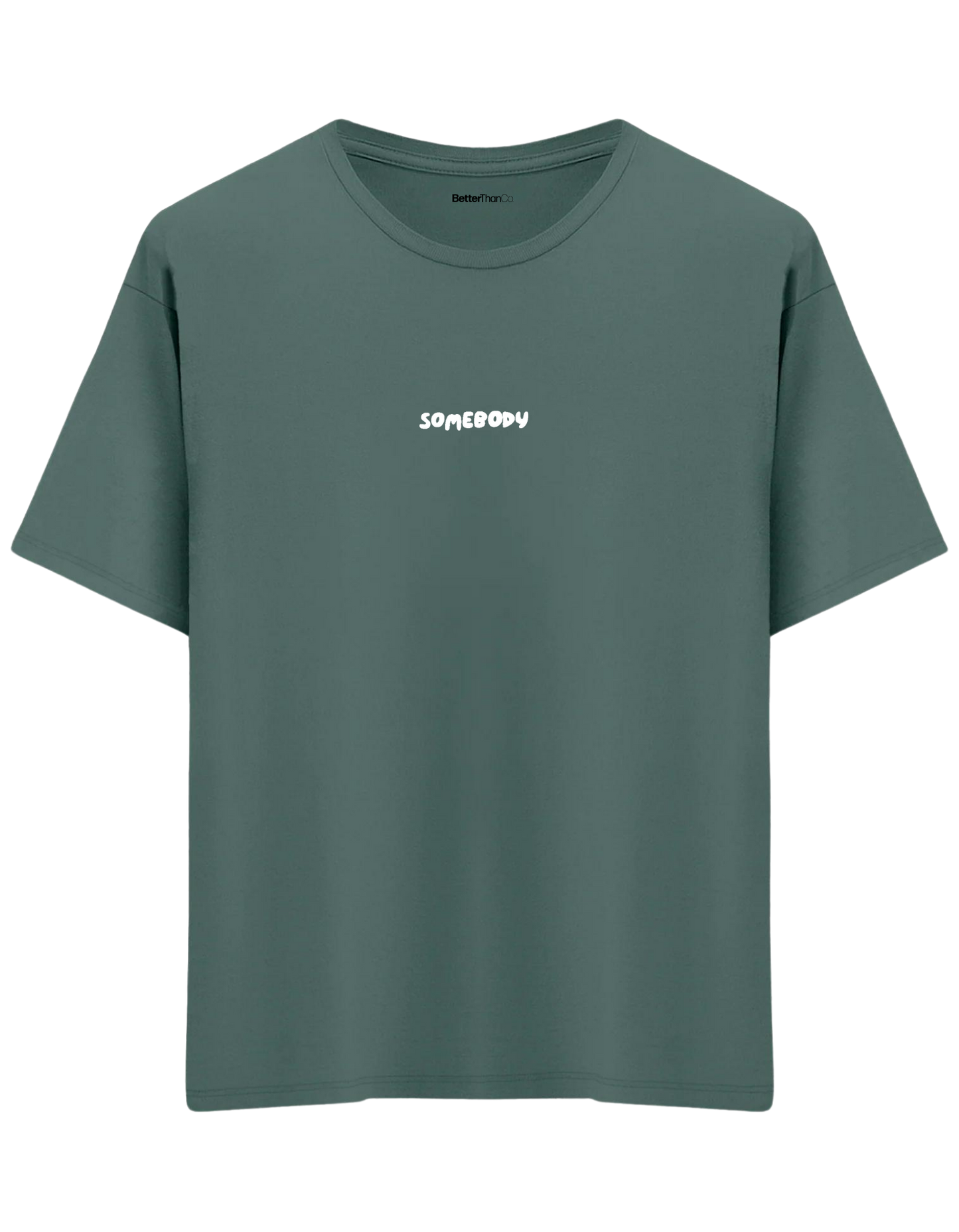 Somebody Baskılı Bisiklet Yaka Oversize T-shirt