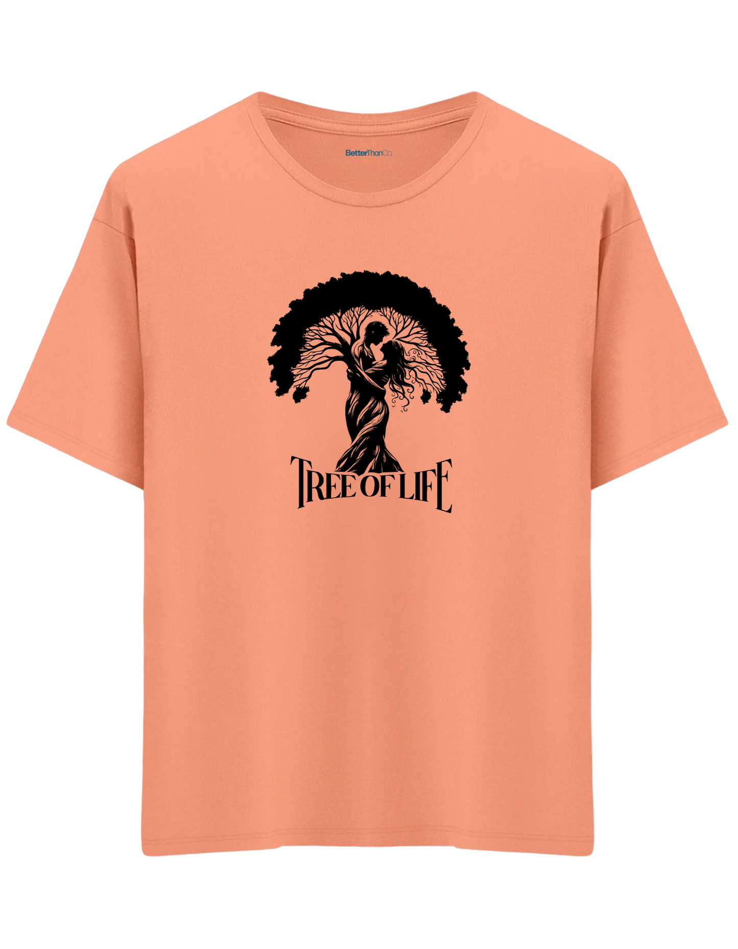 Tree Of Life Baskılı Bisiklet Yaka Oversize T-shirt