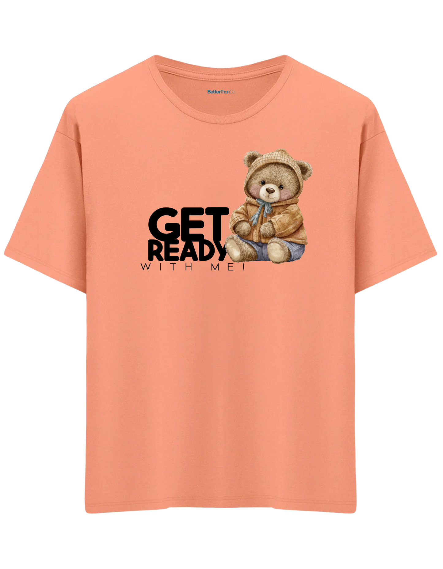 Get Ready Baskılı Bisiklet Yaka Oversize T-shirt