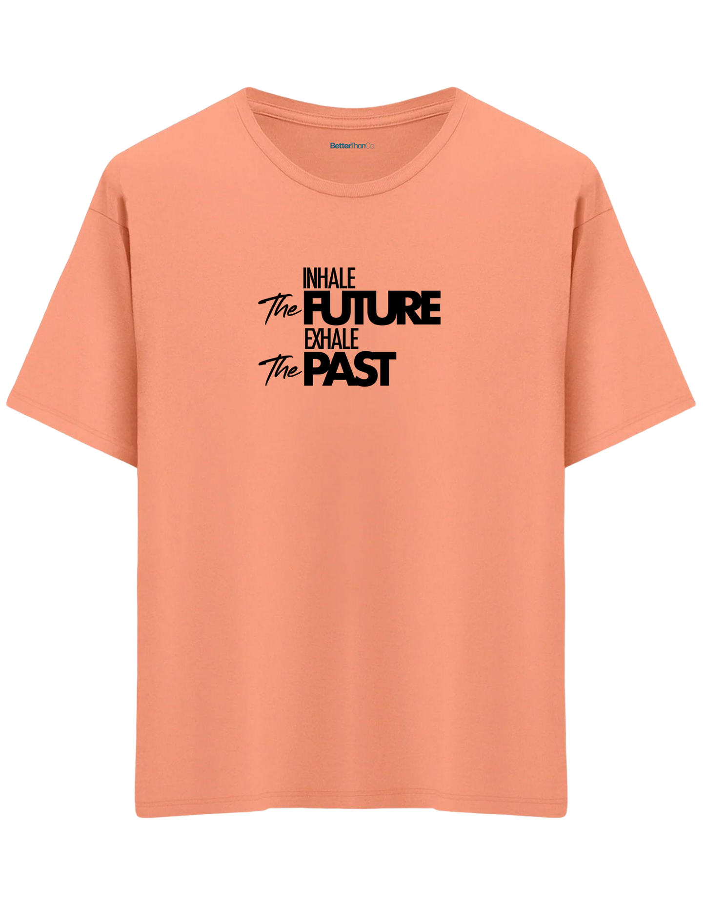 Inhale Exhale Baskılı Bisiklet Yaka Oversize T-shirt