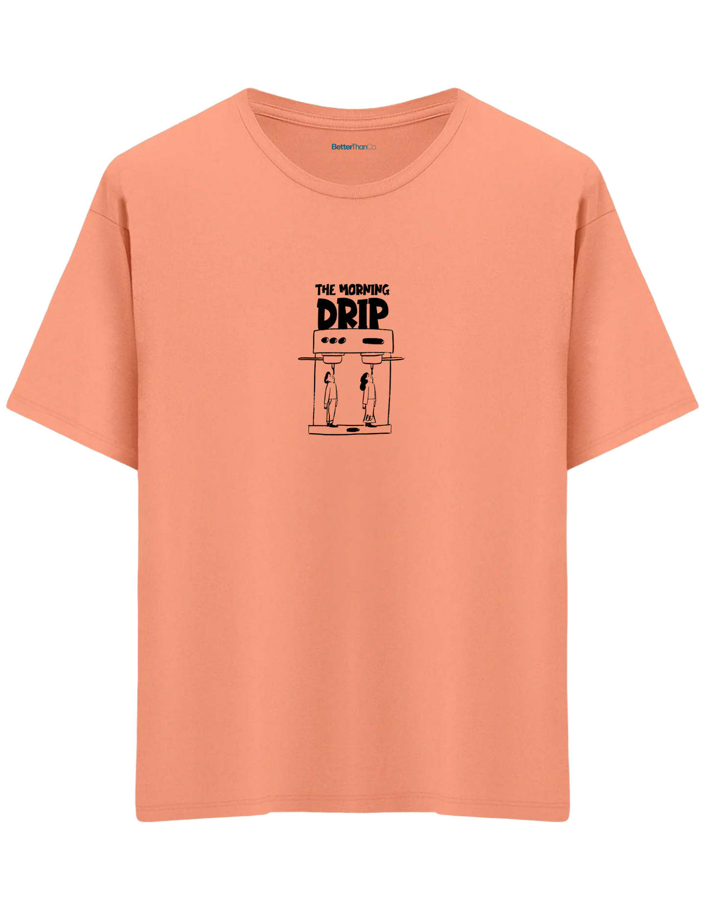 Morning Drip Baskılı Bisiklet Yaka Oversize T-shirt