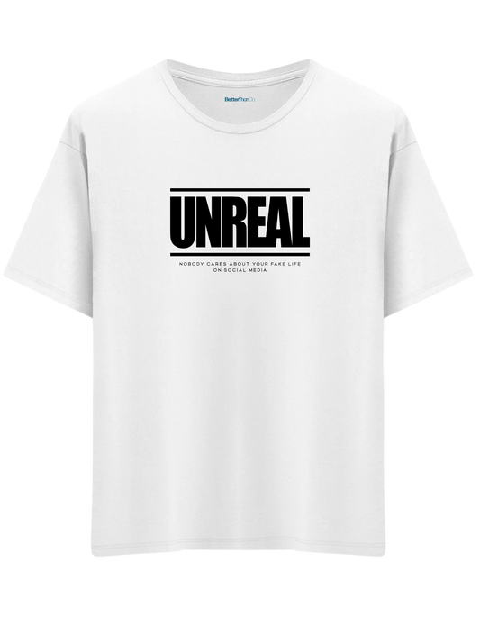 Unreal Baskılı Bisiklet Yaka Oversize T-shirt