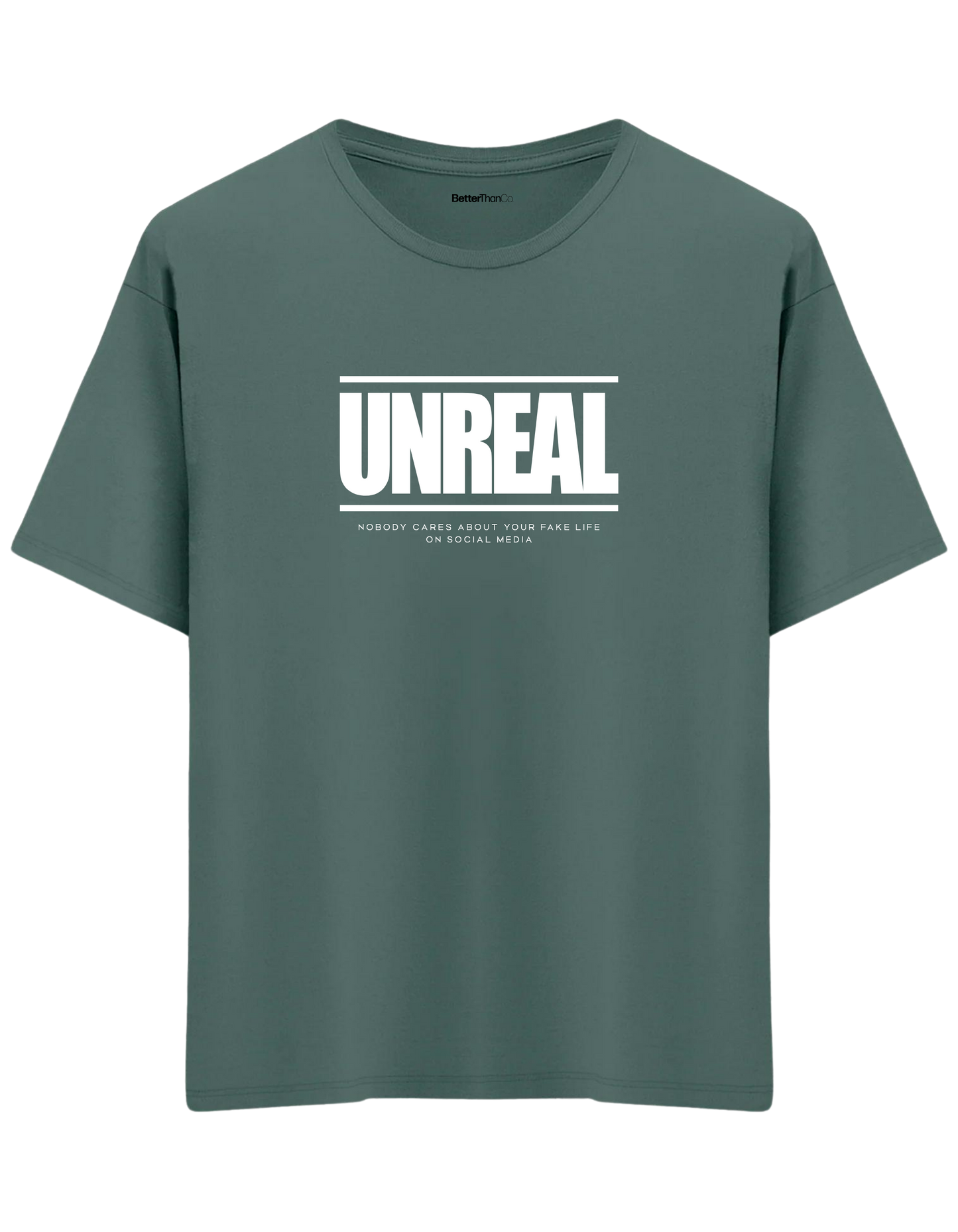 Unreal Baskılı Bisiklet Yaka Oversize T-shirt