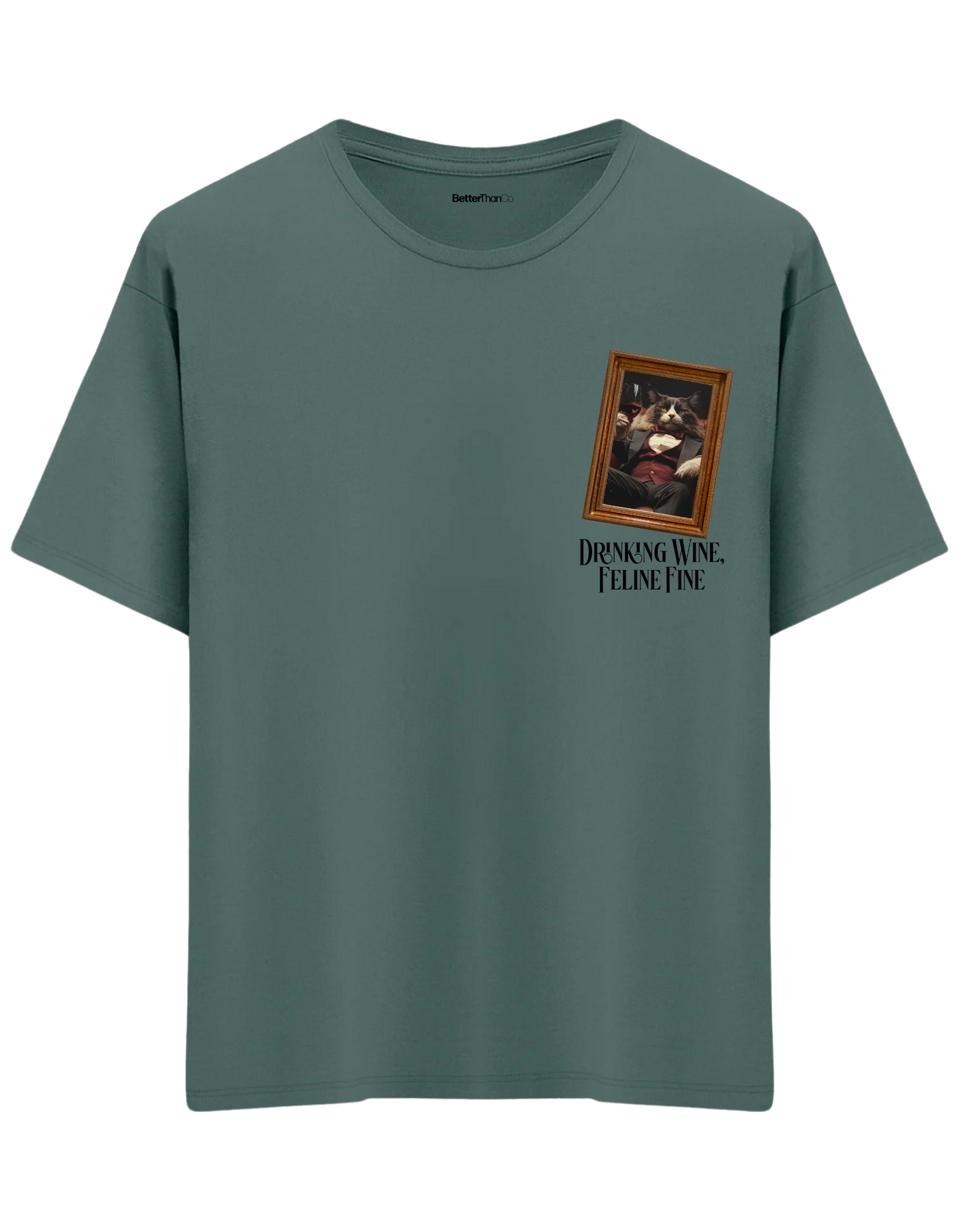Feline Fine Baskılı Bisiklet Yaka Oversize T-shirt