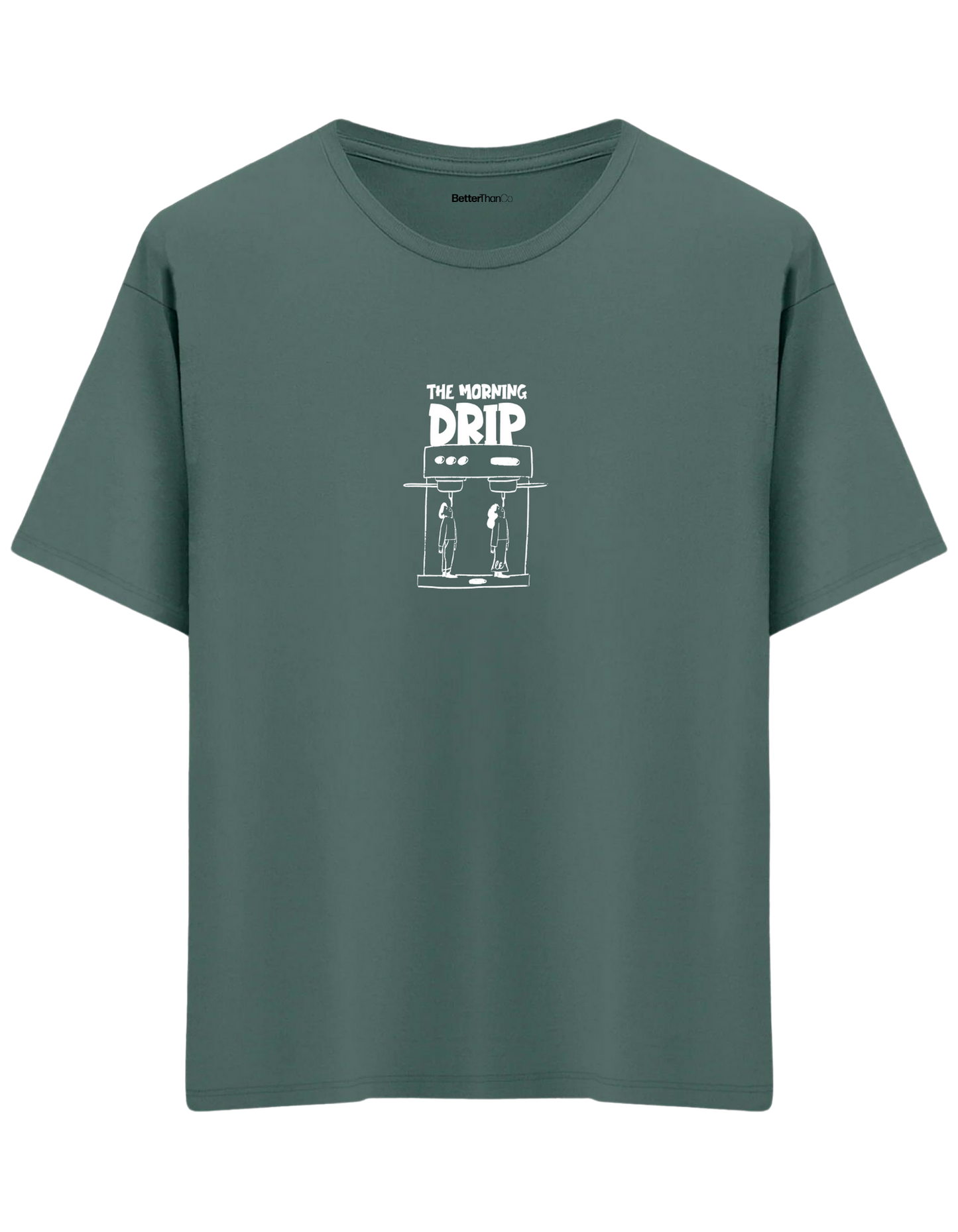 Morning Drip Baskılı Bisiklet Yaka Oversize T-shirt