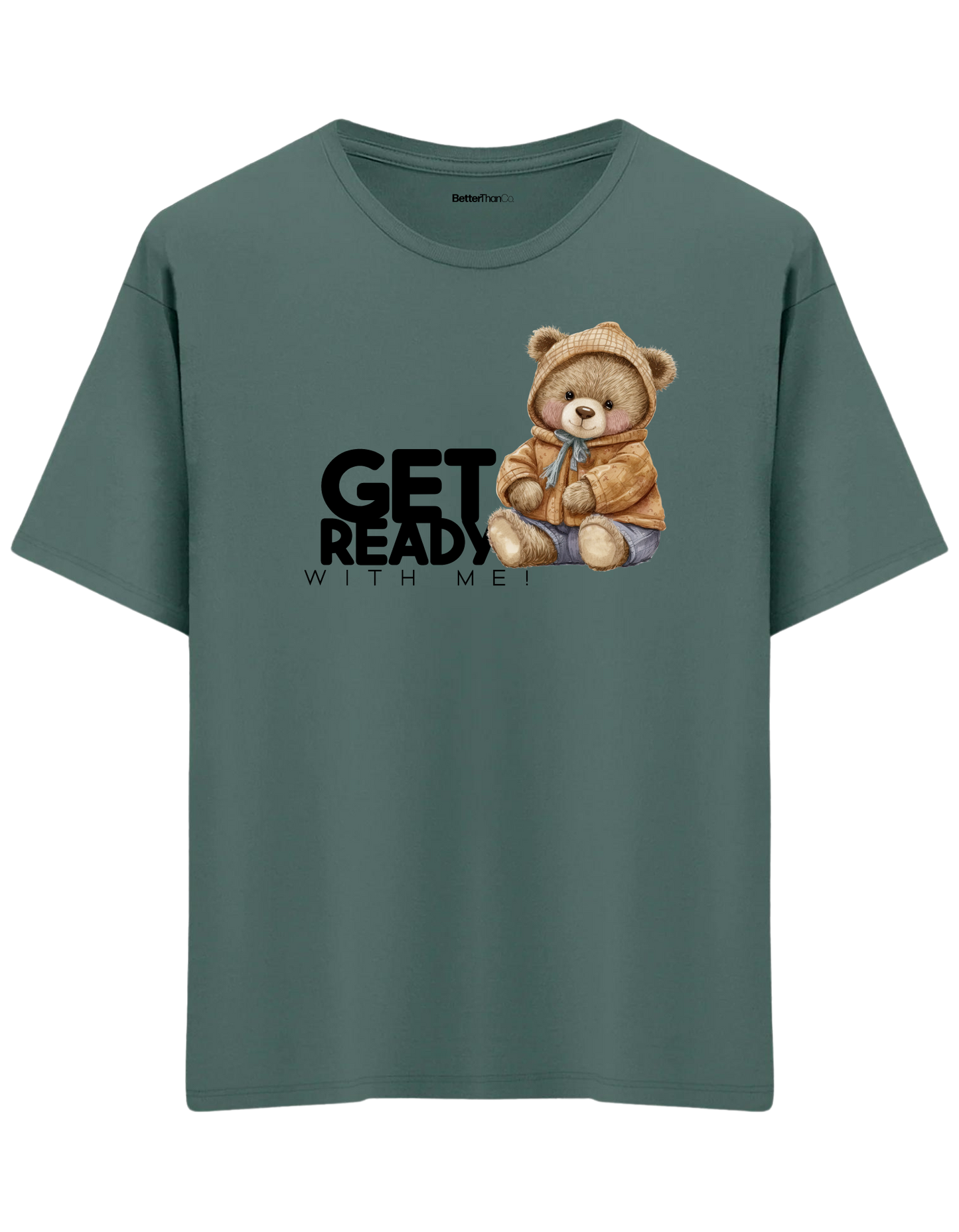 Get Ready Baskılı Bisiklet Yaka Oversize T-shirt
