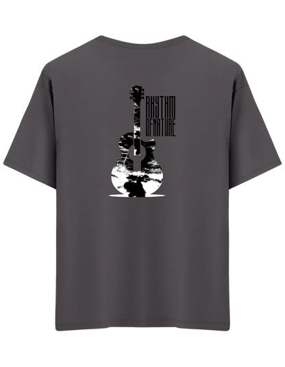 Rhythm Of Nature Baskılı Bisiklet Yaka Oversize T-shirt