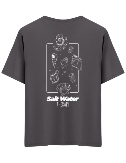 Salt Water Baskılı Bisiklet Yaka Oversize T-shirt