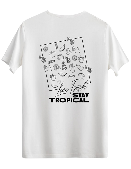Tropical Baskılı Bisiklet Yaka Regular T-shirt