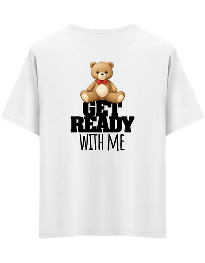 With Me Baskılı Bisiklet Yaka Oversize T-shirt