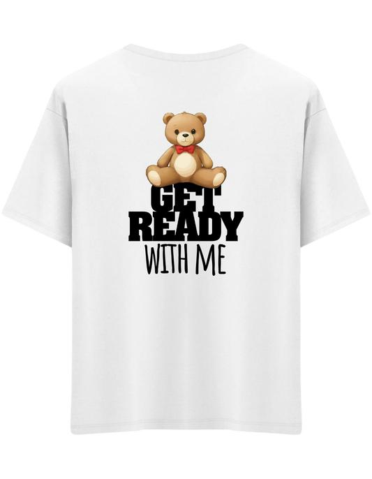 With Me Baskılı Bisiklet Yaka Oversize T-shirt