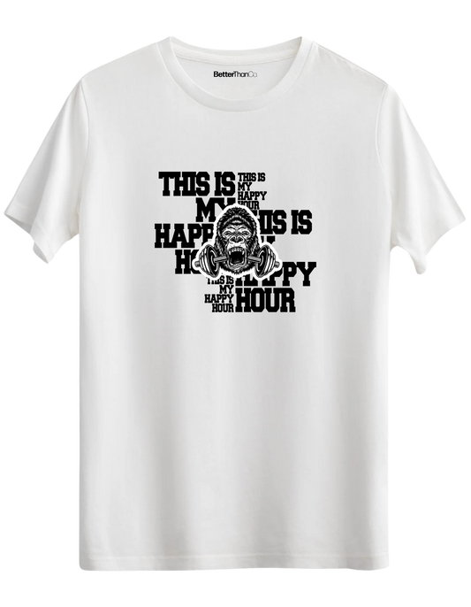 Happy Hour Baskılı Bisiklet Yaka Regular T-shirt