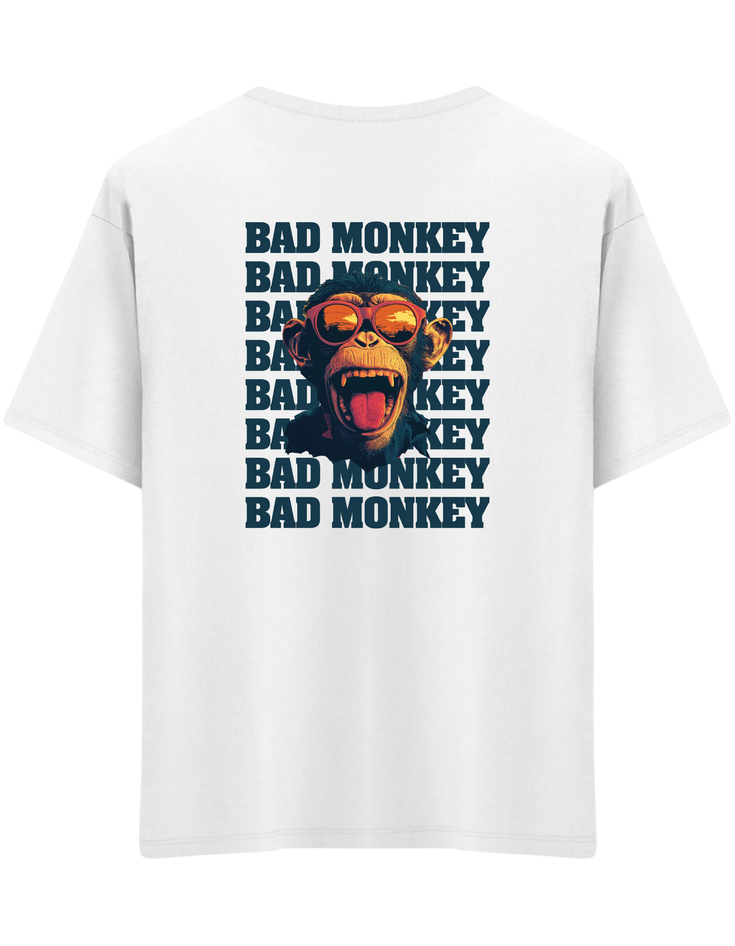 Bad Monkey Baskılı Bisiklet Yaka Oversize T-shirt