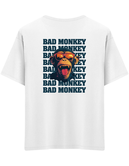 Bad Monkey Baskılı Bisiklet Yaka Oversize T-shirt