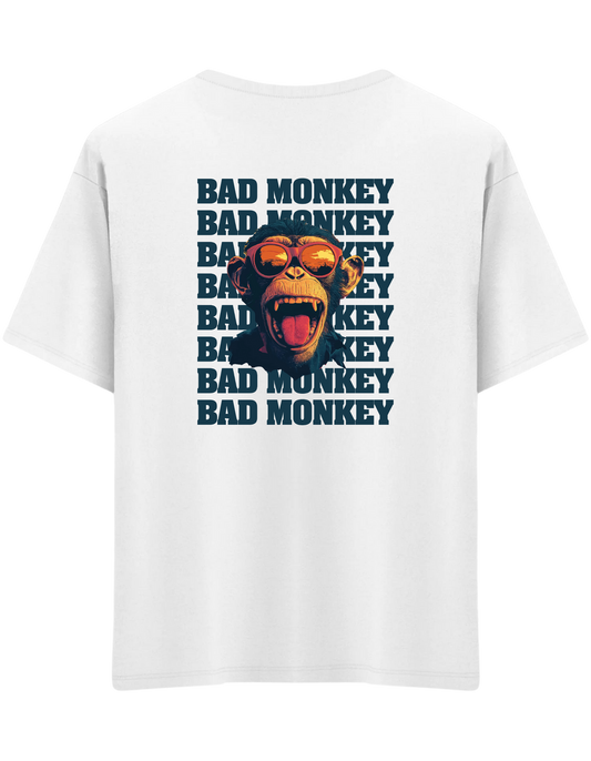 Bad Monkey Baskılı Bisiklet Yaka Oversize T-shirt