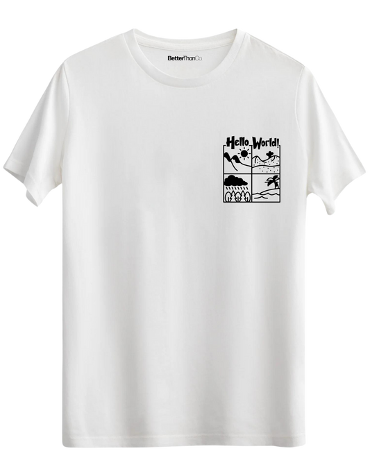 Hello World Baskılı Bisiklet Yaka Regular T-shirt