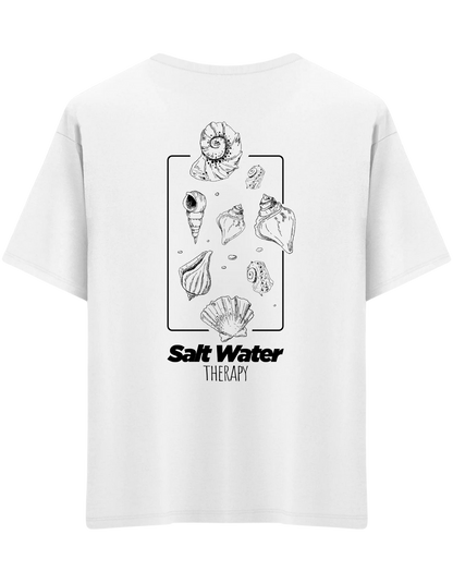Salt Water Baskılı Bisiklet Yaka Oversize T-shirt