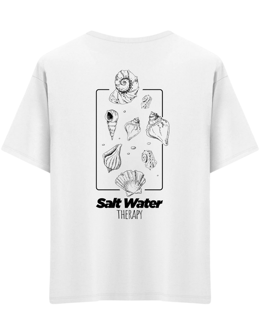 Salt Water Baskılı Bisiklet Yaka Oversize T-shirt