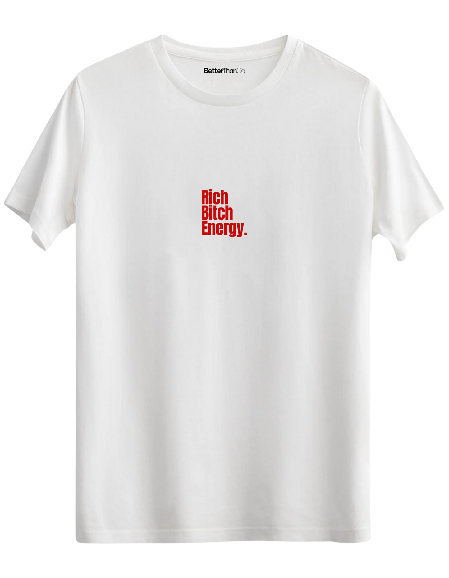 Rich Bitch Energy Baskılı Bisiklet Yaka Regular T-shirt