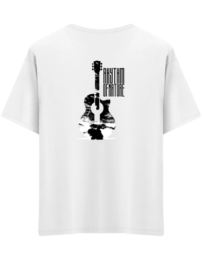 Rhythm Of Nature Baskılı Bisiklet Yaka Oversize T-shirt