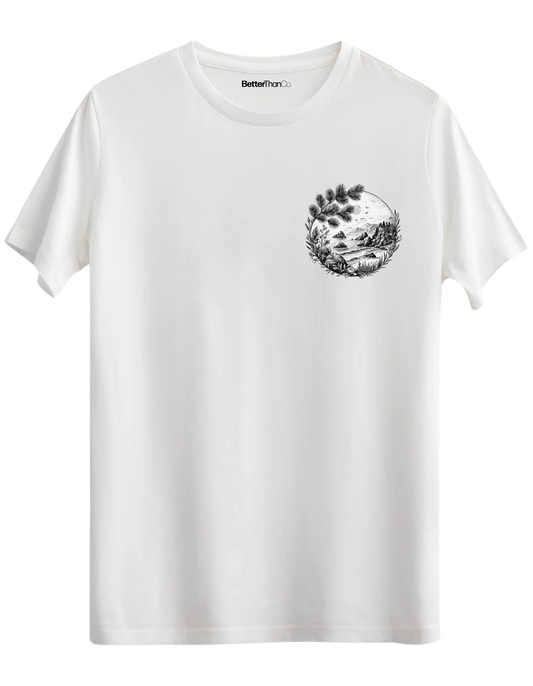 Nature Baskılı Bisiklet Yaka Regular T-shirt