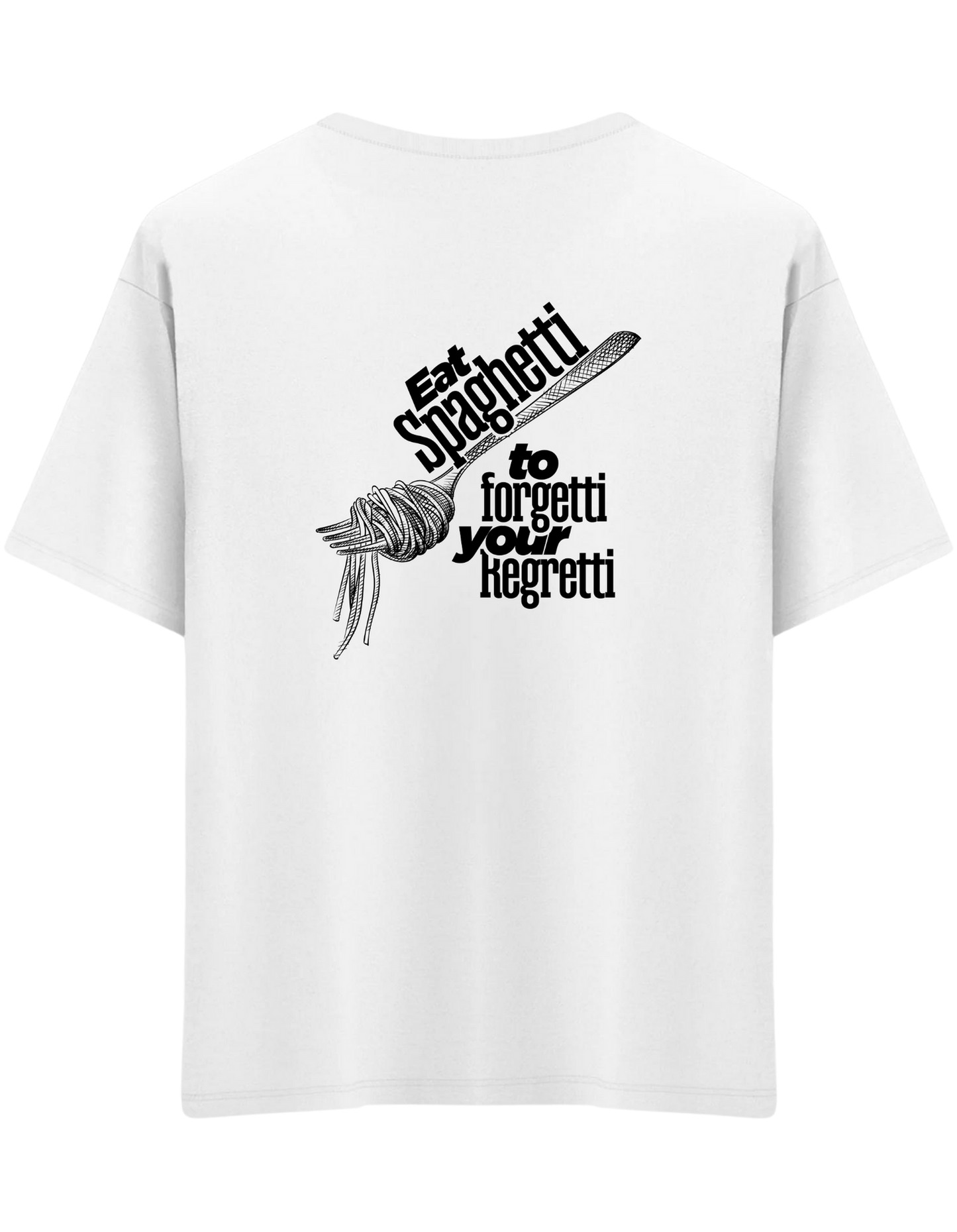 Spaghetti Baskılı Bisiklet Yaka Oversize T-shirt
