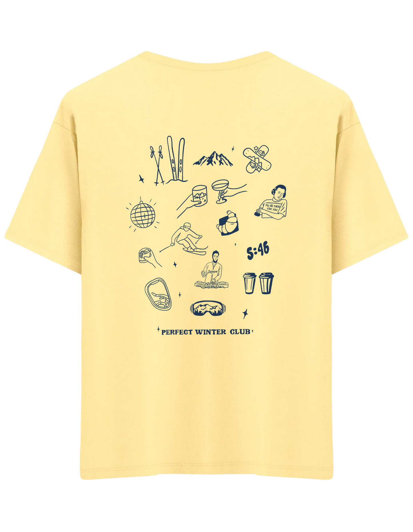 Winter Club Baskılı Bisiklet Yaka Oversize T-shirt