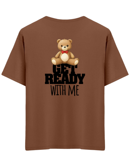 With Me Baskılı Bisiklet Yaka Oversize T-shirt