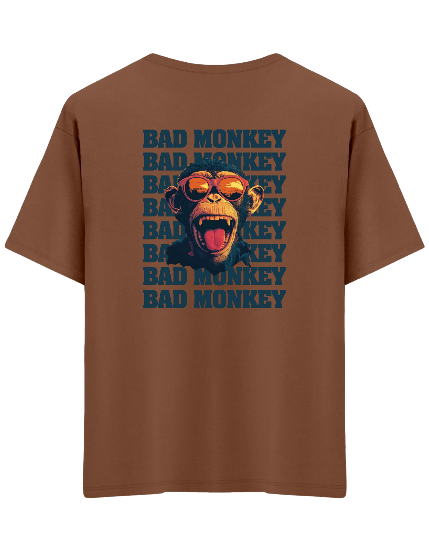 Bad Monkey Baskılı Bisiklet Yaka Oversize T-shirt