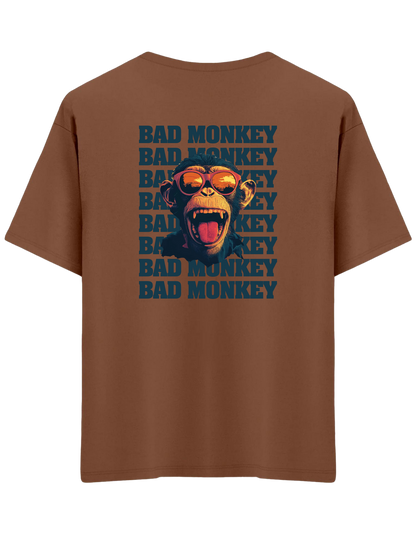 Bad Monkey Baskılı Bisiklet Yaka Oversize T-shirt