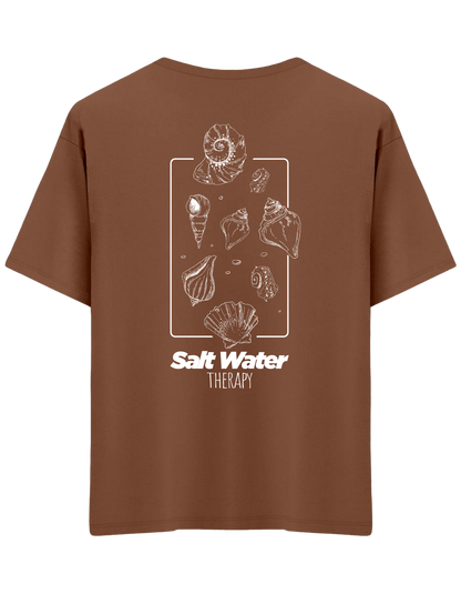 Salt Water Baskılı Bisiklet Yaka Oversize T-shirt