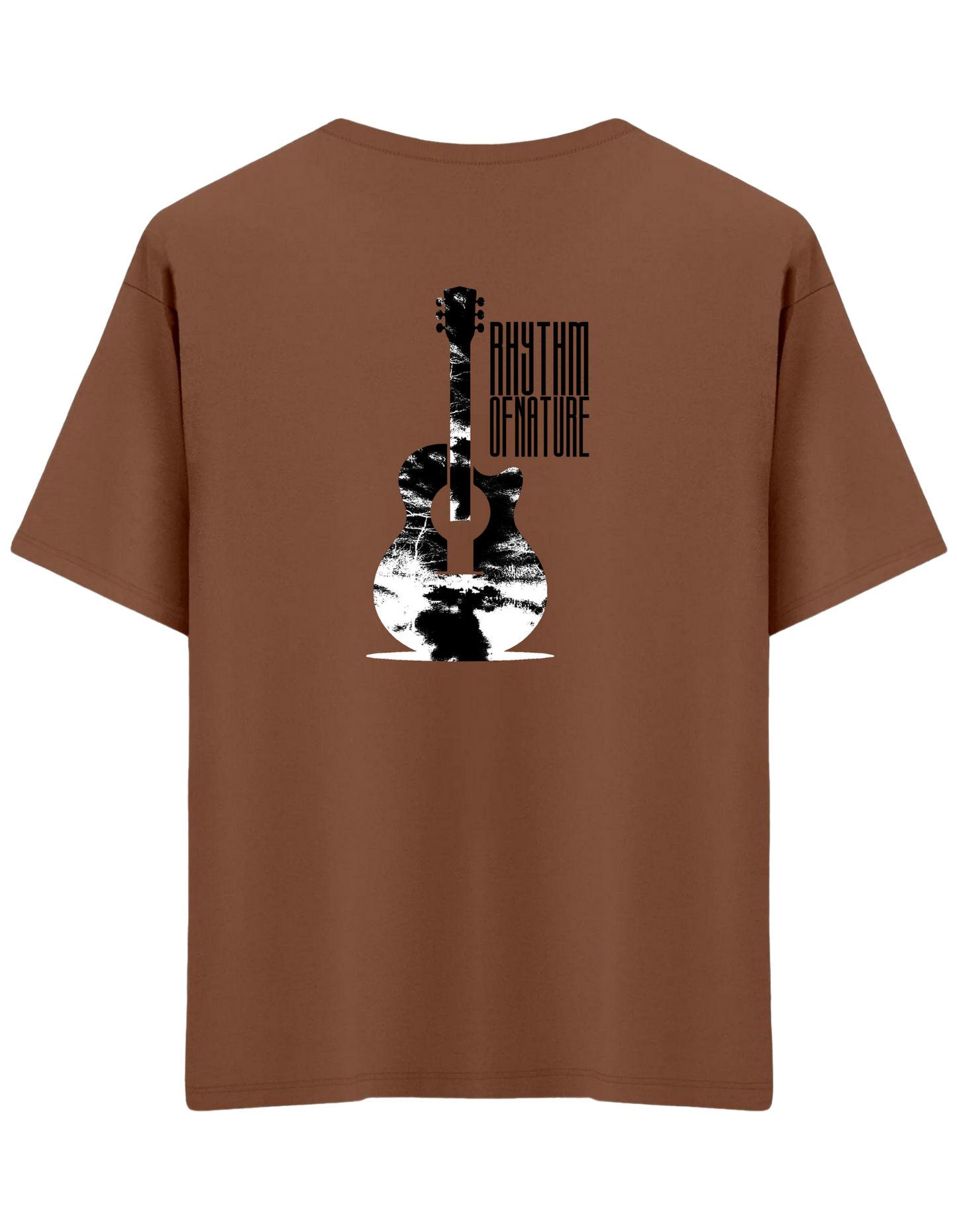 Rhythm Of Nature Baskılı Bisiklet Yaka Oversize T-shirt