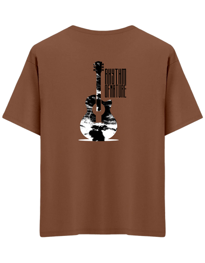 Rhythm Of Nature Baskılı Bisiklet Yaka Oversize T-shirt