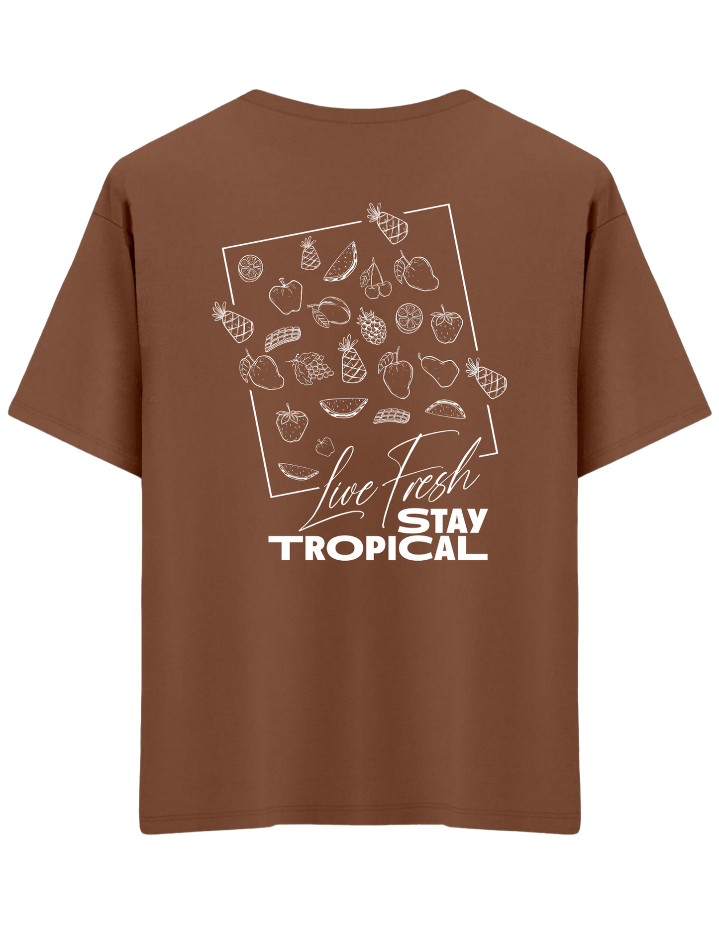 Tropical Baskılı Bisiklet Yaka Oversize T-shirt