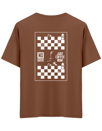 Just Coffee Baskılı Bisiklet Yaka Oversize T-shirt