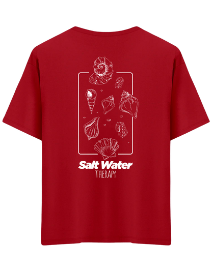 Salt Water Baskılı Bisiklet Yaka Oversize T-shirt