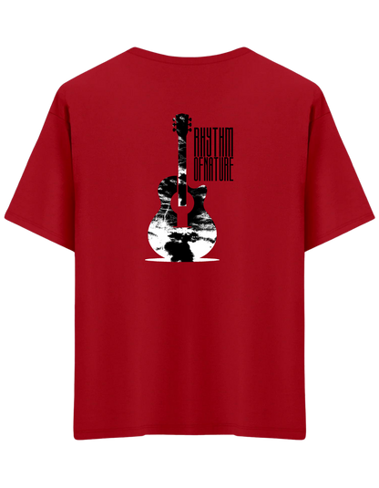Rhythm Of Nature Baskılı Bisiklet Yaka Oversize T-shirt
