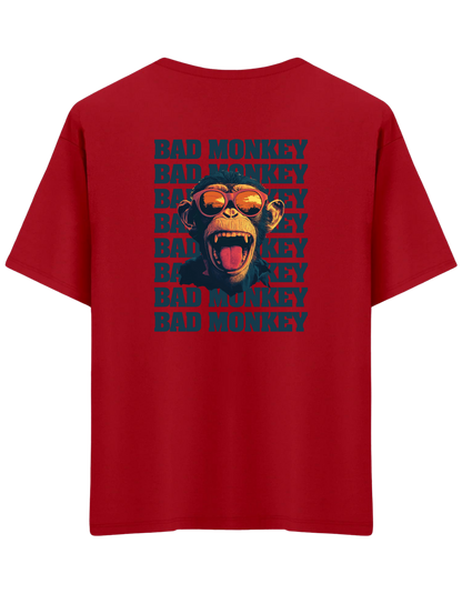 Bad Monkey Baskılı Bisiklet Yaka Oversize T-shirt