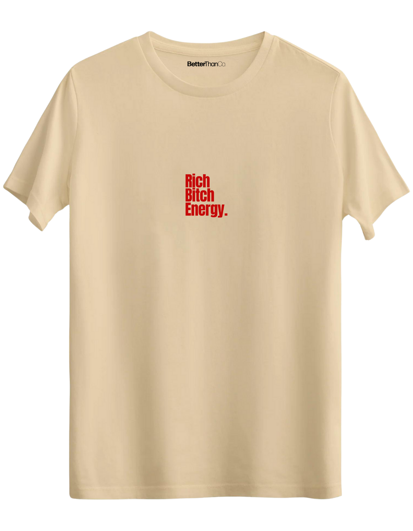 Rich Bitch Energy Baskılı Bisiklet Yaka Regular T-shirt
