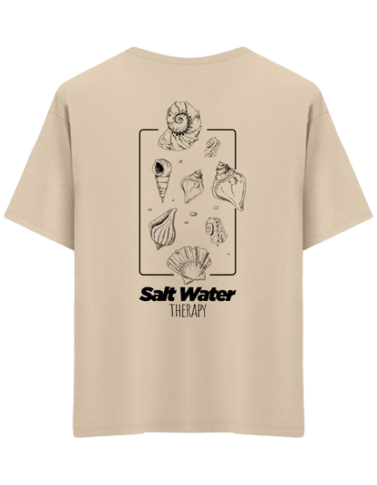 Salt Water Baskılı Bisiklet Yaka Oversize T-shirt