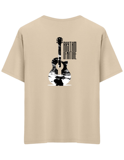 Rhythm Of Nature Baskılı Bisiklet Yaka Oversize T-shirt