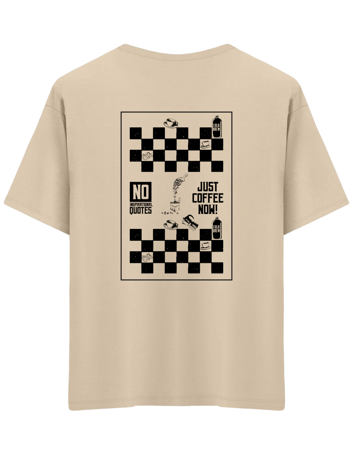 Just Coffee Baskılı Bisiklet Yaka Oversize T-shirt