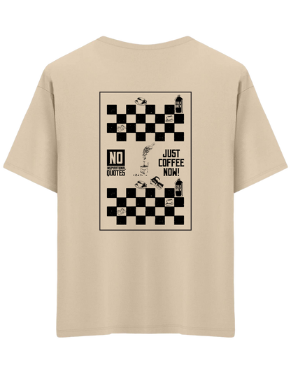 Just Coffee Baskılı Bisiklet Yaka Oversize T-shirt