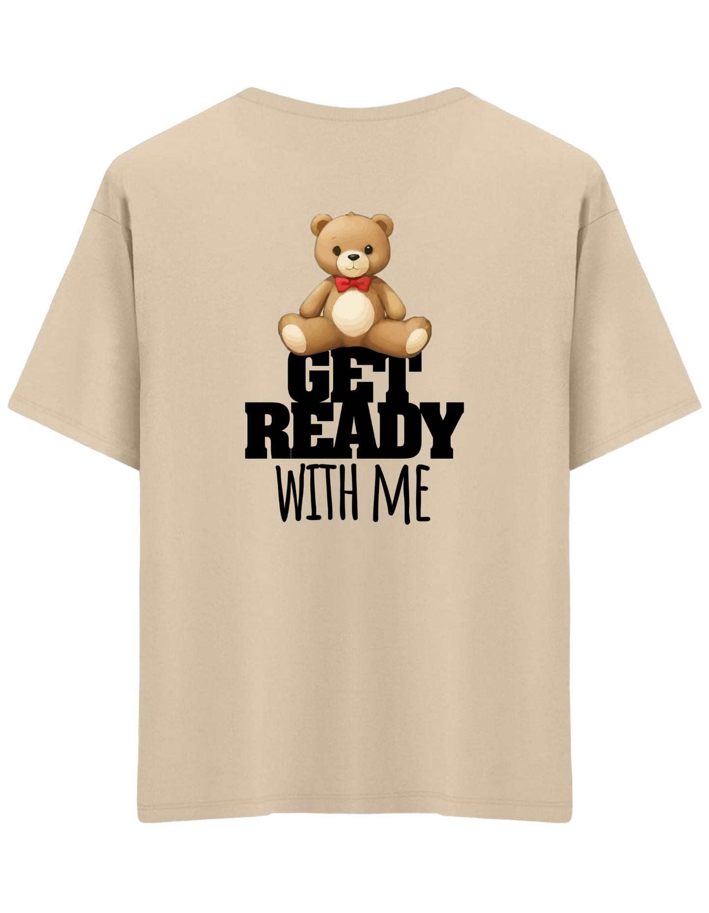 With Me Baskılı Bisiklet Yaka Oversize T-shirt