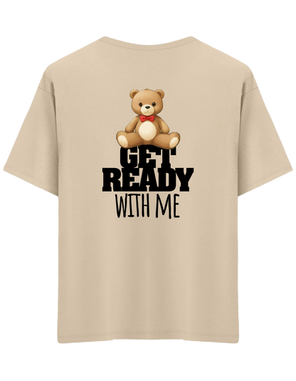 With Me Baskılı Bisiklet Yaka Oversize T-shirt