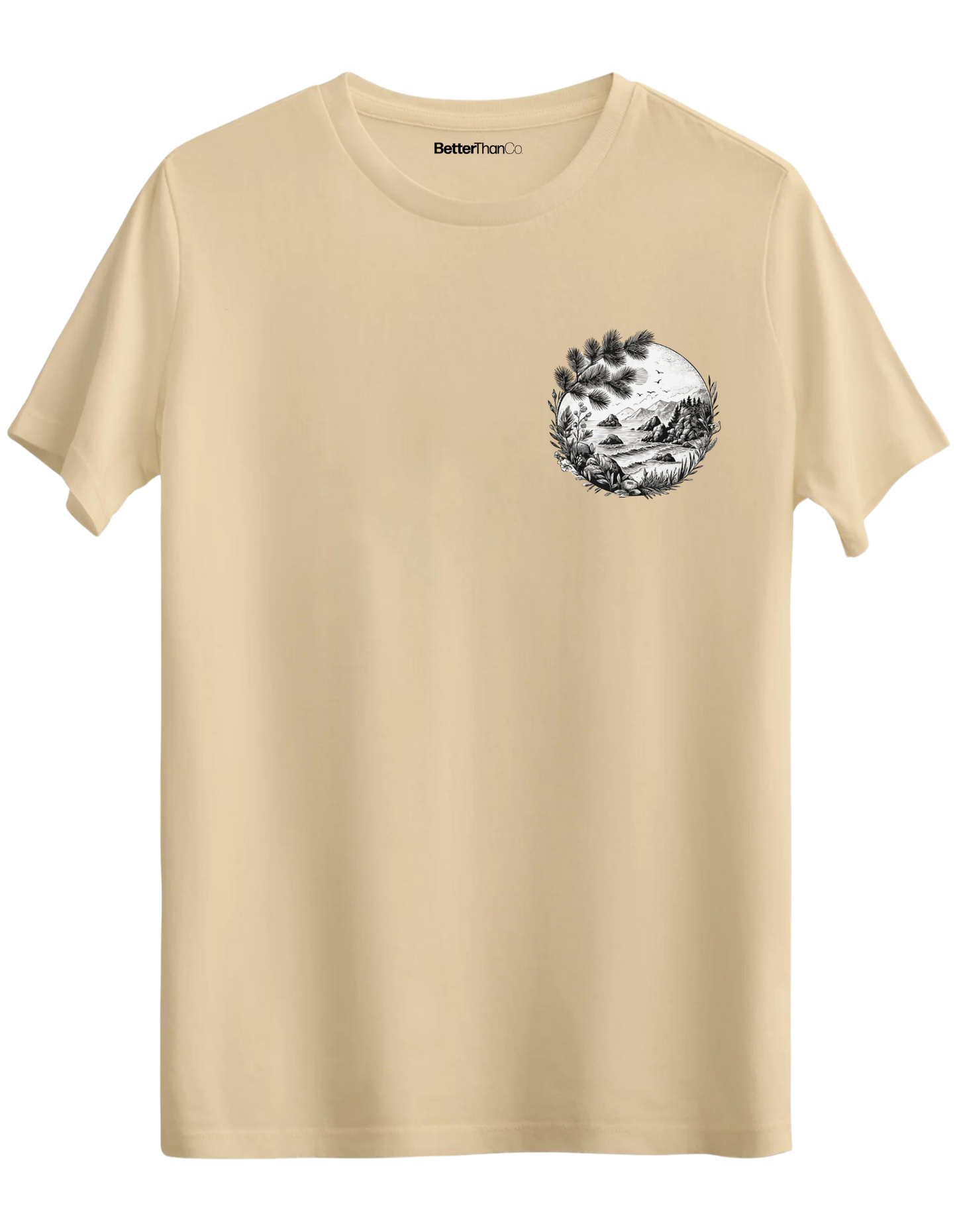 Nature Baskılı Bisiklet Yaka Regular T-shirt