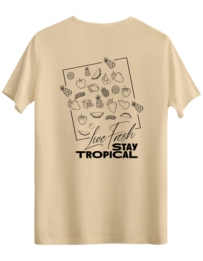 Tropical Baskılı Bisiklet Yaka Regular T-shirt