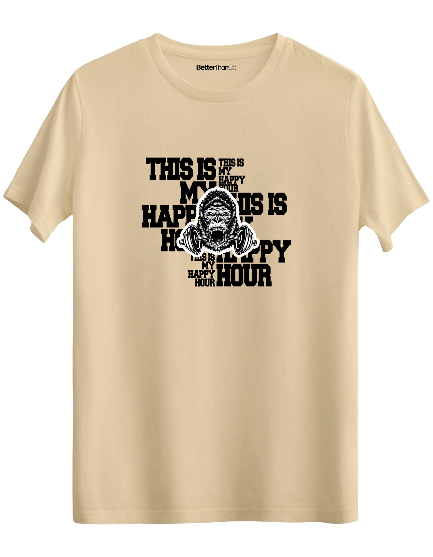 Happy Hour Baskılı Bisiklet Yaka Regular T-shirt